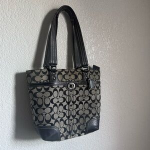 Coach Black and Gray Signature Canvas Tote